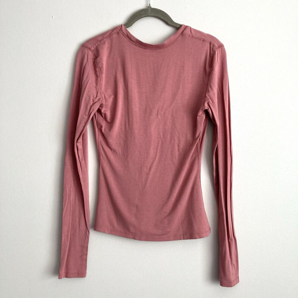 Free People Intimately Pink Scoop Neck Long Sleeve Top Medium Y2K Style Stretch - Picture 5 of 6